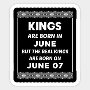 Birthday King White June 07 7th Sticker